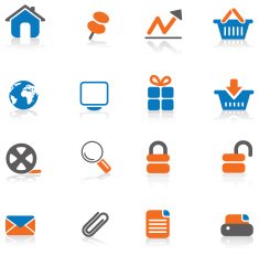 Internet Icon Set - Orange & Blue