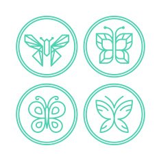 Vector set of line butterfly logos and icons