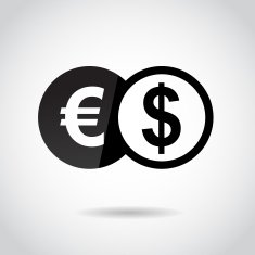 Euro and dollar Icon isolated on white background