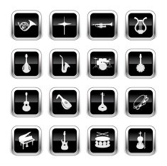 Supergloss Black Icons - Musical Instruments