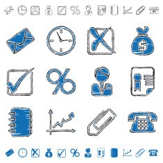 blue grunge icons - business