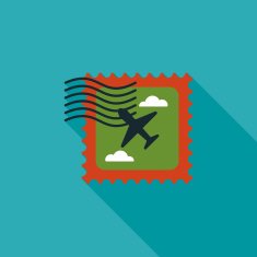 Aircraft stamp flat icon with long shadow