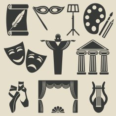 art theater icons set