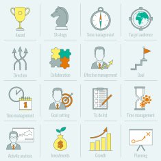 Business strategy planning icon flat line