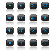 Media LED Icons Set ( blue ) N2