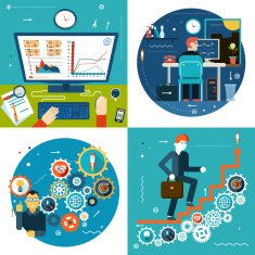 Success Stair Gears Online Business Statistics Concept Symbol Businessman Study