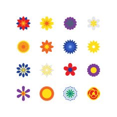 Vector Flower Icons Set for Pattern Work in Isolated Background