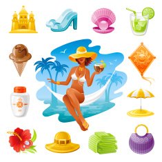 Beach beauty icon set N2