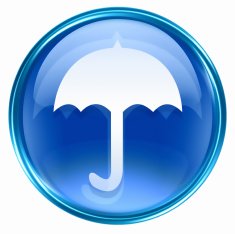 Umbrella icon blue isolated on white background