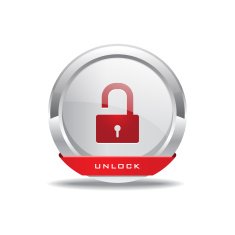 Unlock Circular Red Vector Web Button Icon