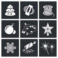 Christmas decorations Vector Icons Set N2