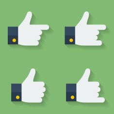 Thumbs up icon set Flat style