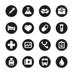 Medical Sign Icons - Black Circle Series