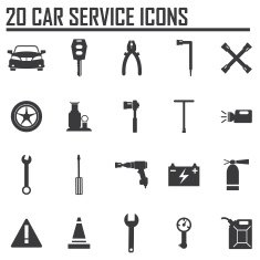 Vector black car service set