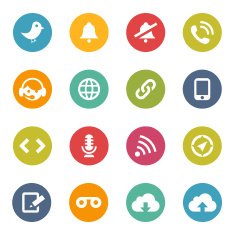 Sixteen professional communication website icons