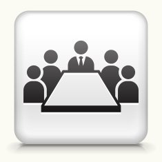 Square Button with Business Meeting