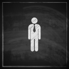 vintage illustration with businessman or manager symbol on blackboard background