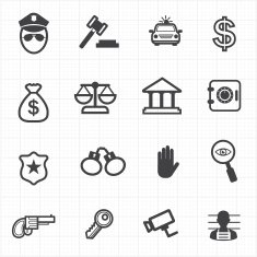 Law justice icons set