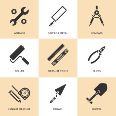 Trendy flat working tools icons Vector illustration N2