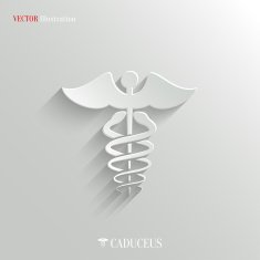Caduceus Medical Symbol- vector white app icon N3