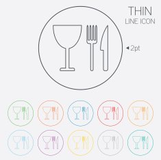 Eat sign icon Knife fork and wineglass