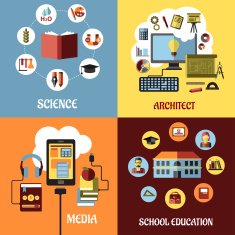 Educational concept designs in flat style N2
