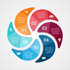 Business circle infographic diagram presentation 6 options