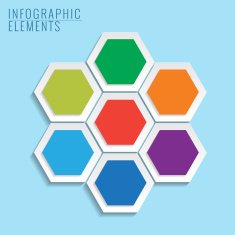 Infographic with honeycomb structure on the blue background N2