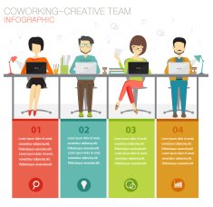 coworking creative team infographic concept