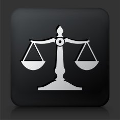 Black Square Button with Justice Balance Icon