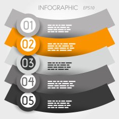 orange reversed arc infographic five options with big rings