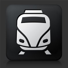 Black Square Button with Train