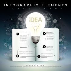 bulb and book flow chart infographics N2