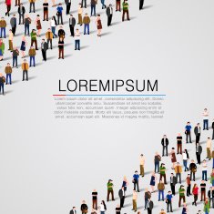 Large group of people on white background