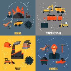 Coal industry flat set