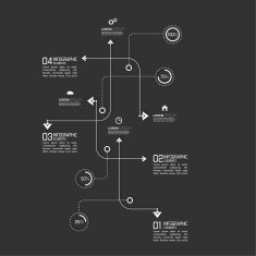 Crossed and dotted curved path intersecting rectangles