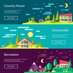 Modern flat design conceptual landscape illustrations with build