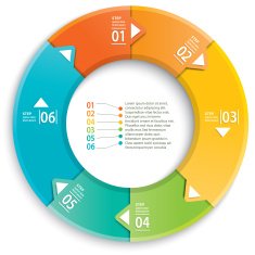 Circular infographic element with six steps