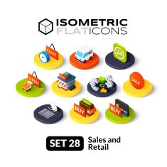 Isometric flat icons set 28