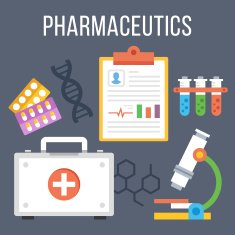 Pharmaceutics modern technology research flat illustration concept
