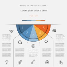 Infographic color semicircle for template five positions