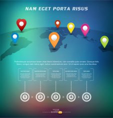Vector background for business with pointers on the world map