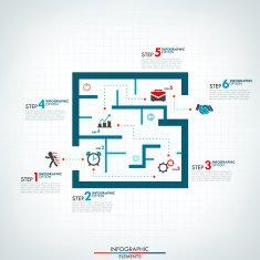 Infographic Process Template with Line Style Arrow