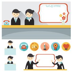 Male and Female Hotel Receptionist Frame Elements