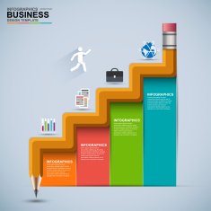 Infographic business staircase education vector design template N2
