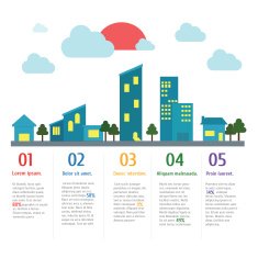 House and City Banner Infographic vector illustration
