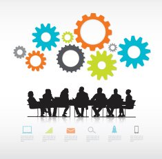 Vector image of real business people at meeting