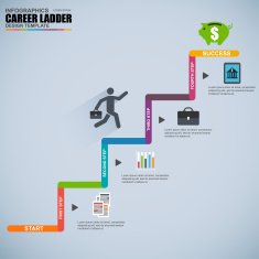 Infographics business career ladder vector design template