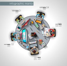 Infographic template with flat UI icons for ttem ranking N2