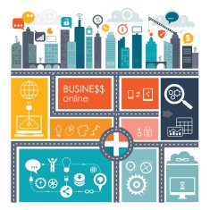 Business Online Communication Info Graphics